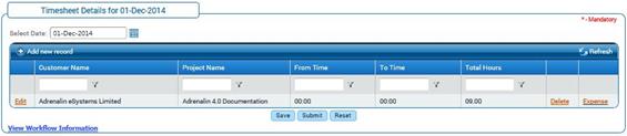 Timesheet Entry